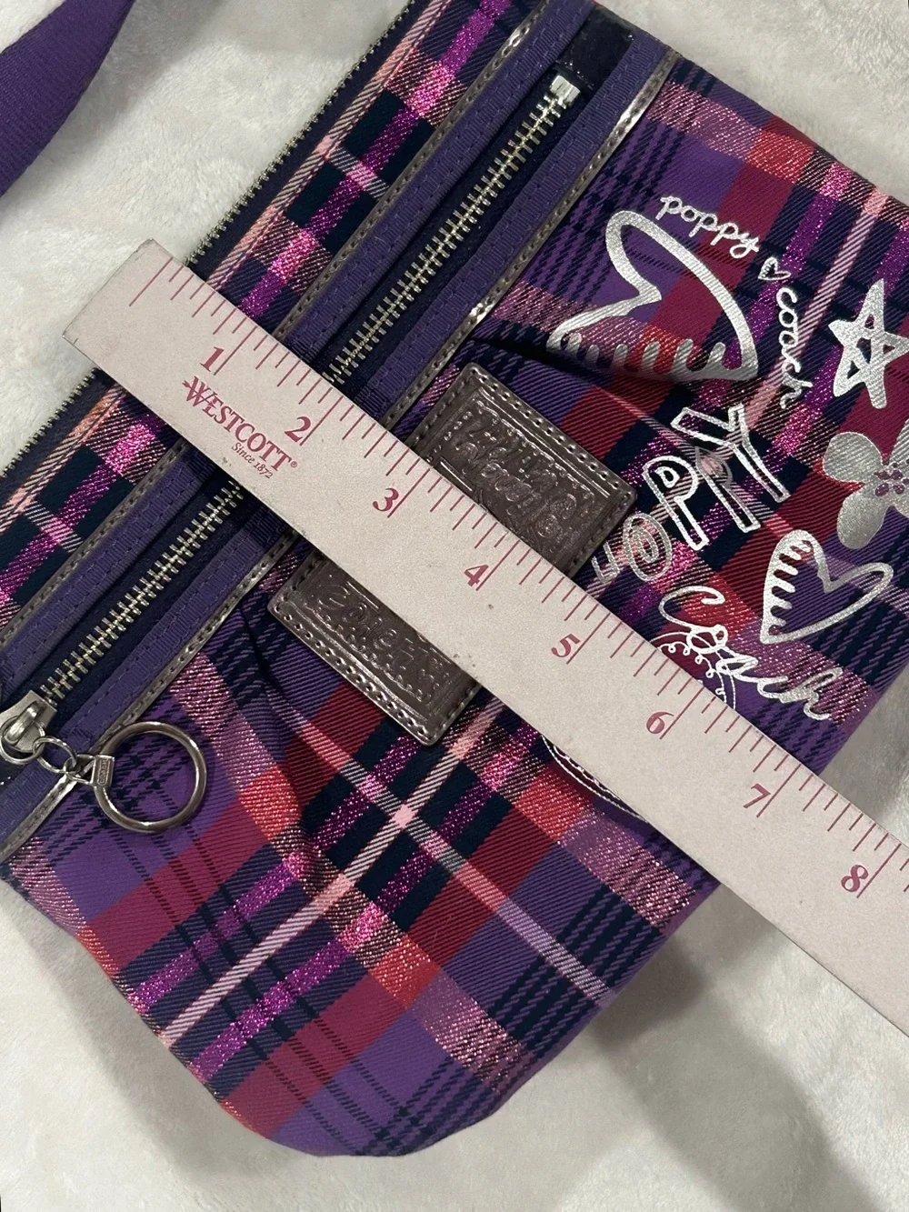 Coach Poppy tartan plaid crossbody bag purple vintage purse